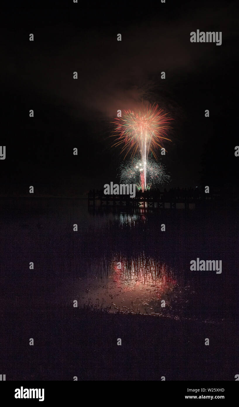 Fireworks over Sugden Regional Park in Naples, Florida on Independence