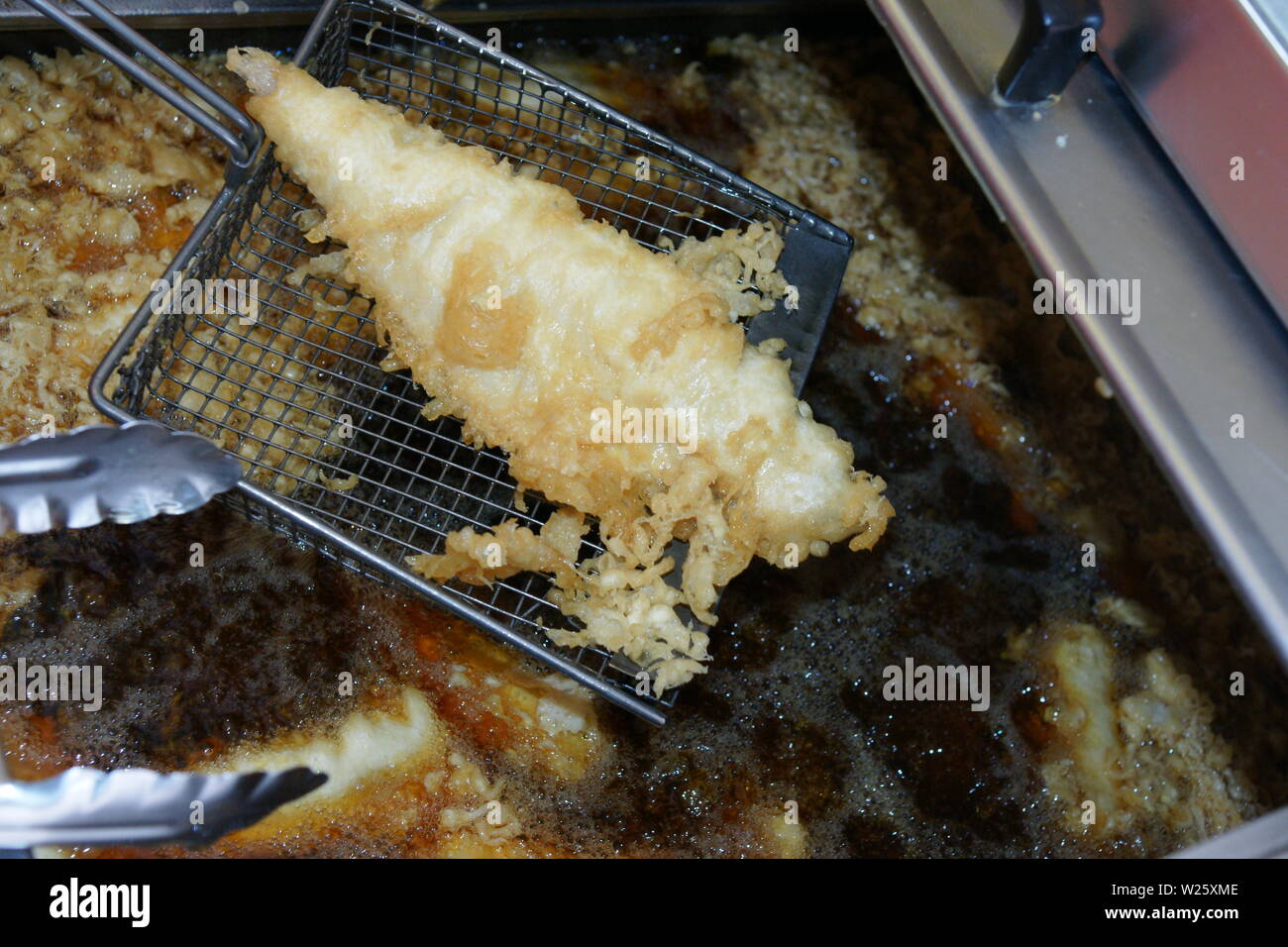 deep fried haddock, fish and chip shop Stock Photo Alamy