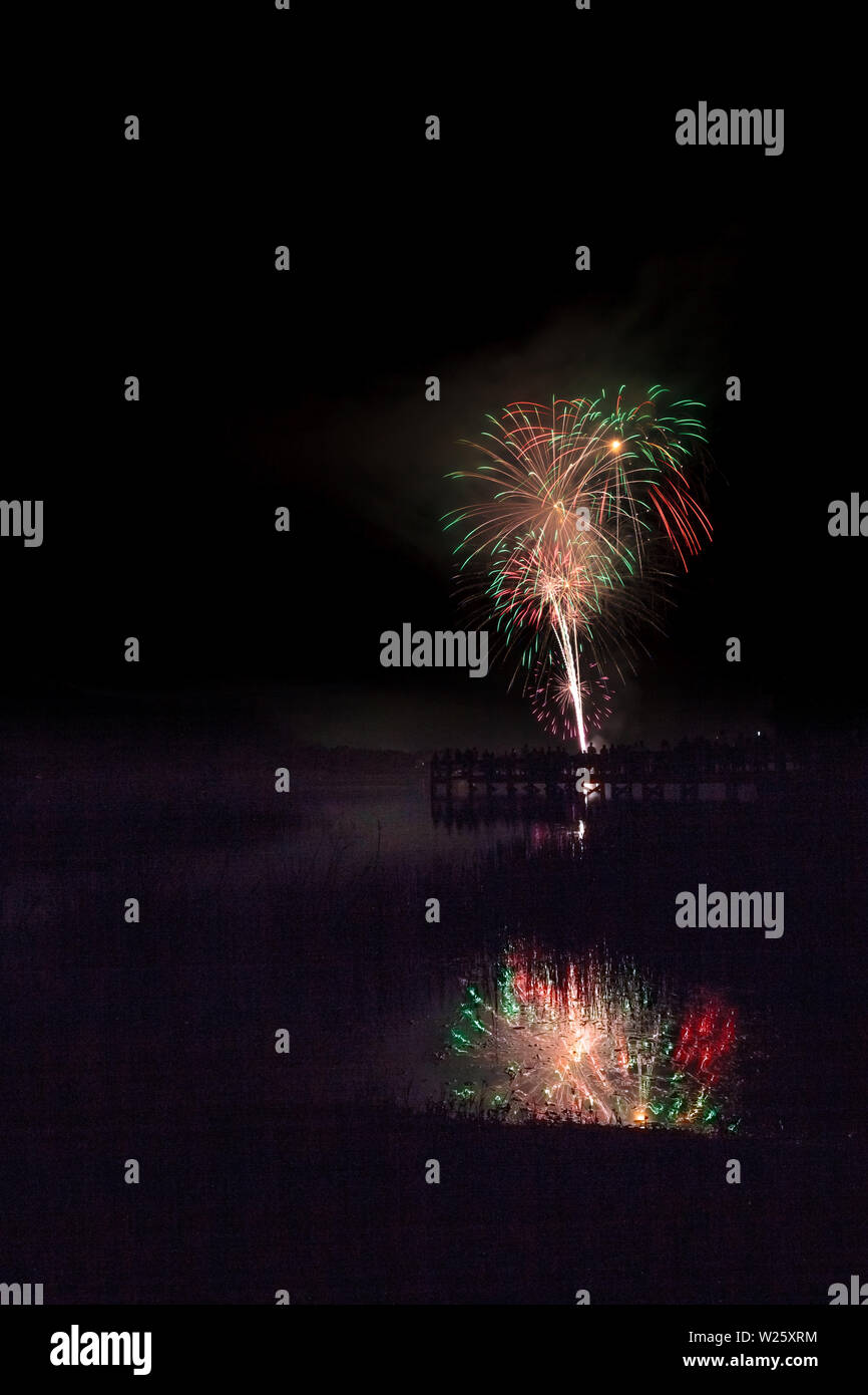 Fireworks over Sugden Regional Park in Naples, Florida on Independence