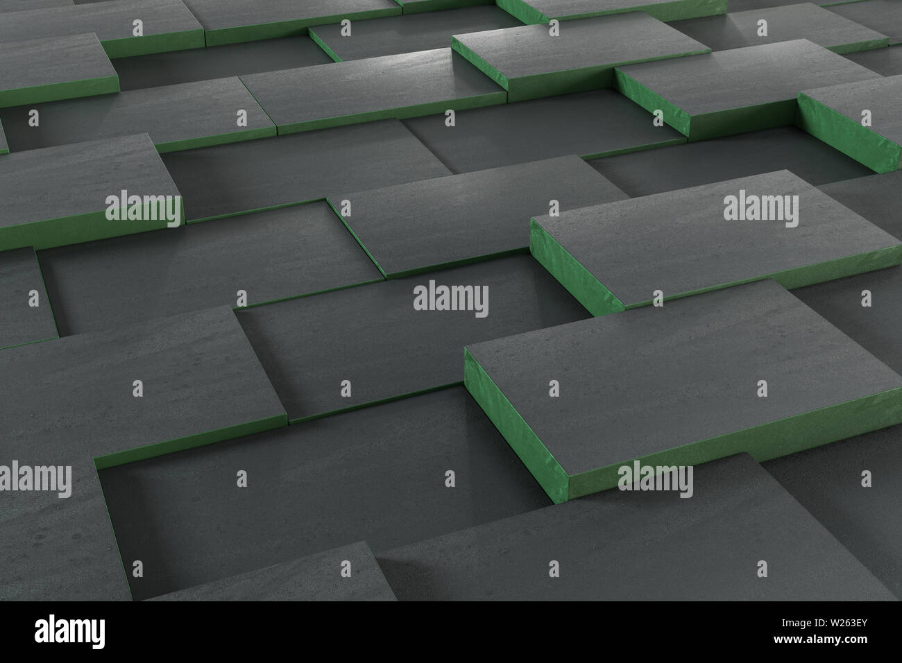 Dark undulating cubes, technological graphic background, 3d rendering ...