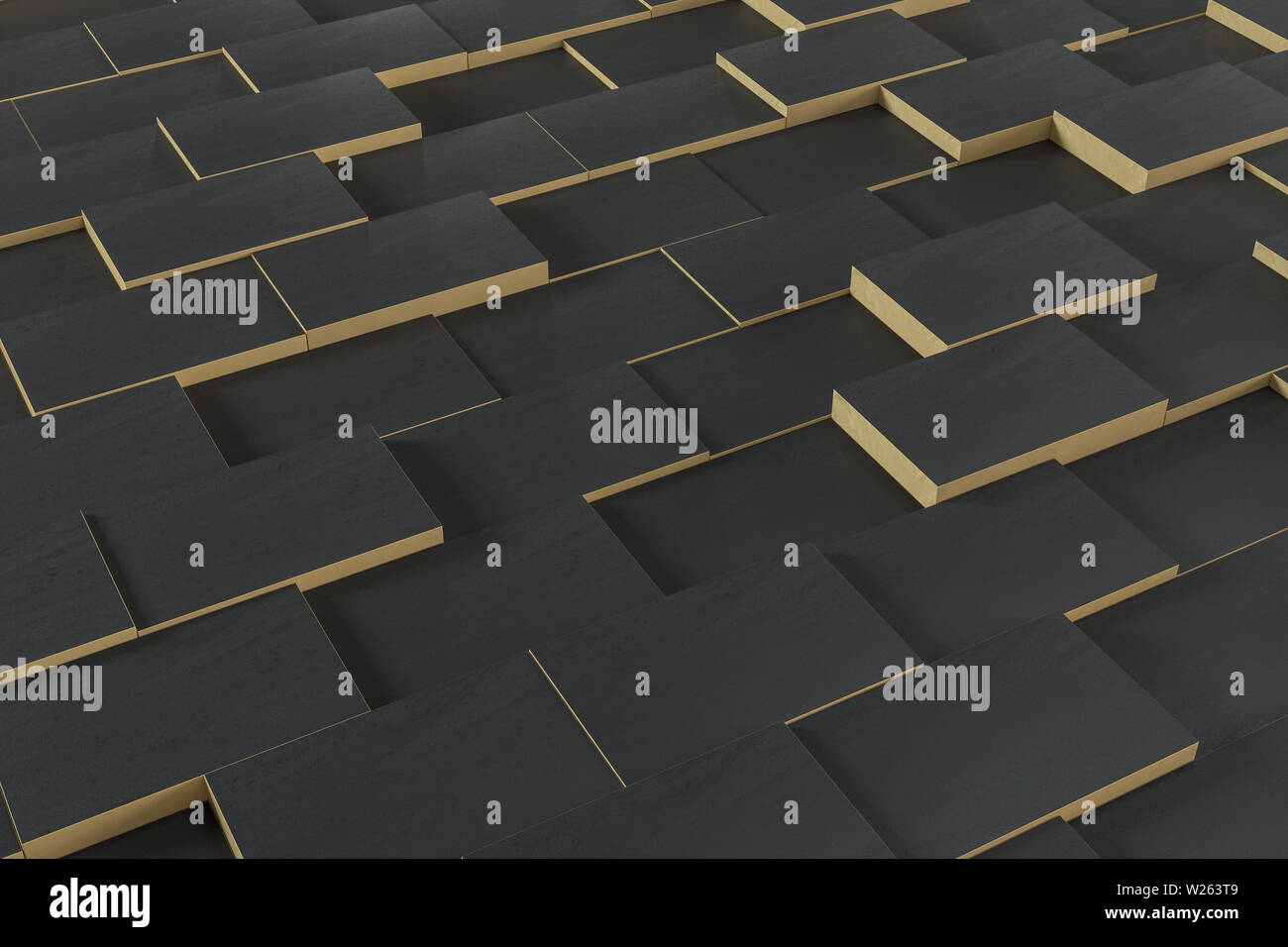 Dark undulating cubes, technological graphic background, 3d rendering ...
