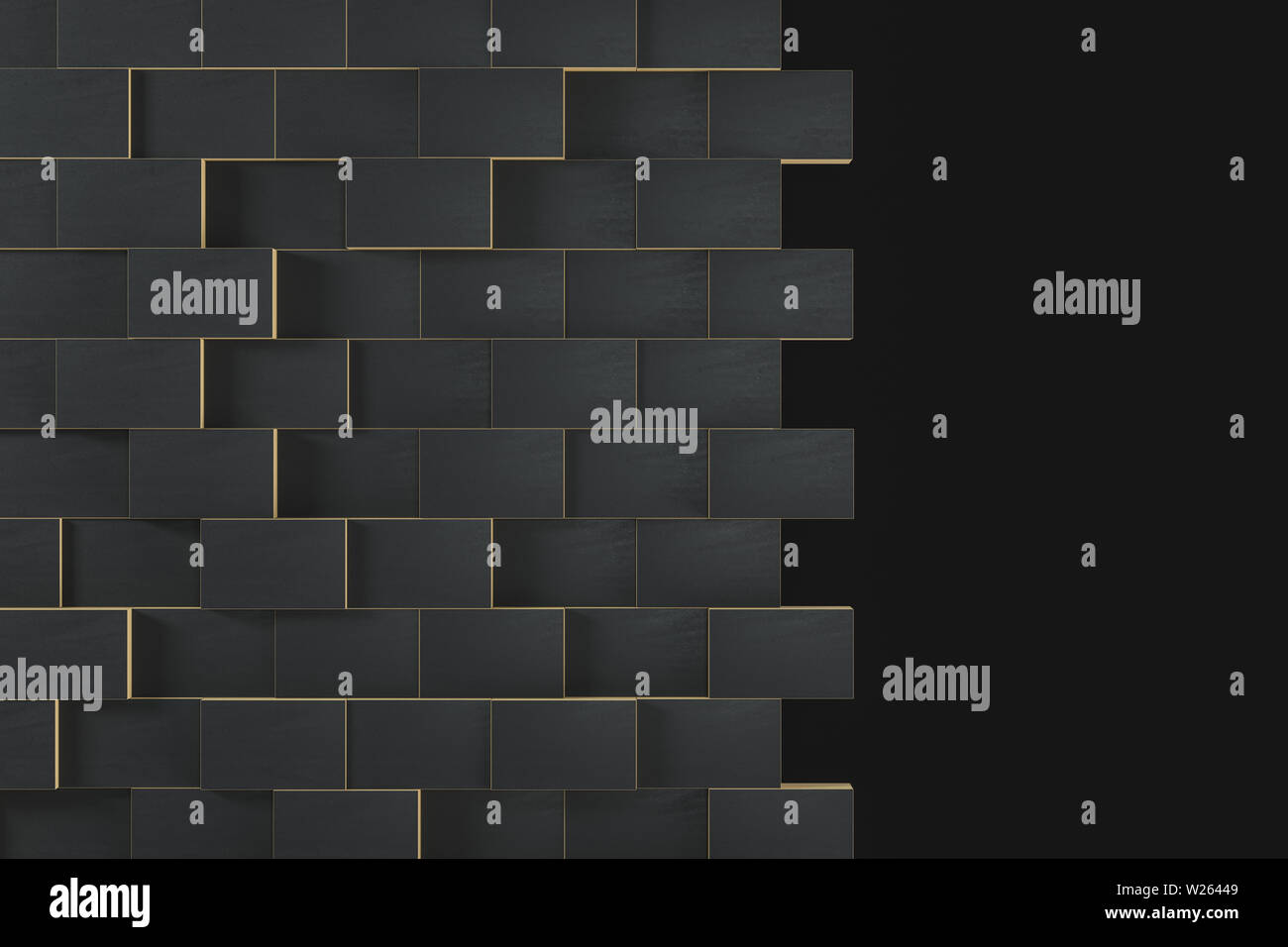 Dark undulating cubes, technological graphic background, 3d rendering ...