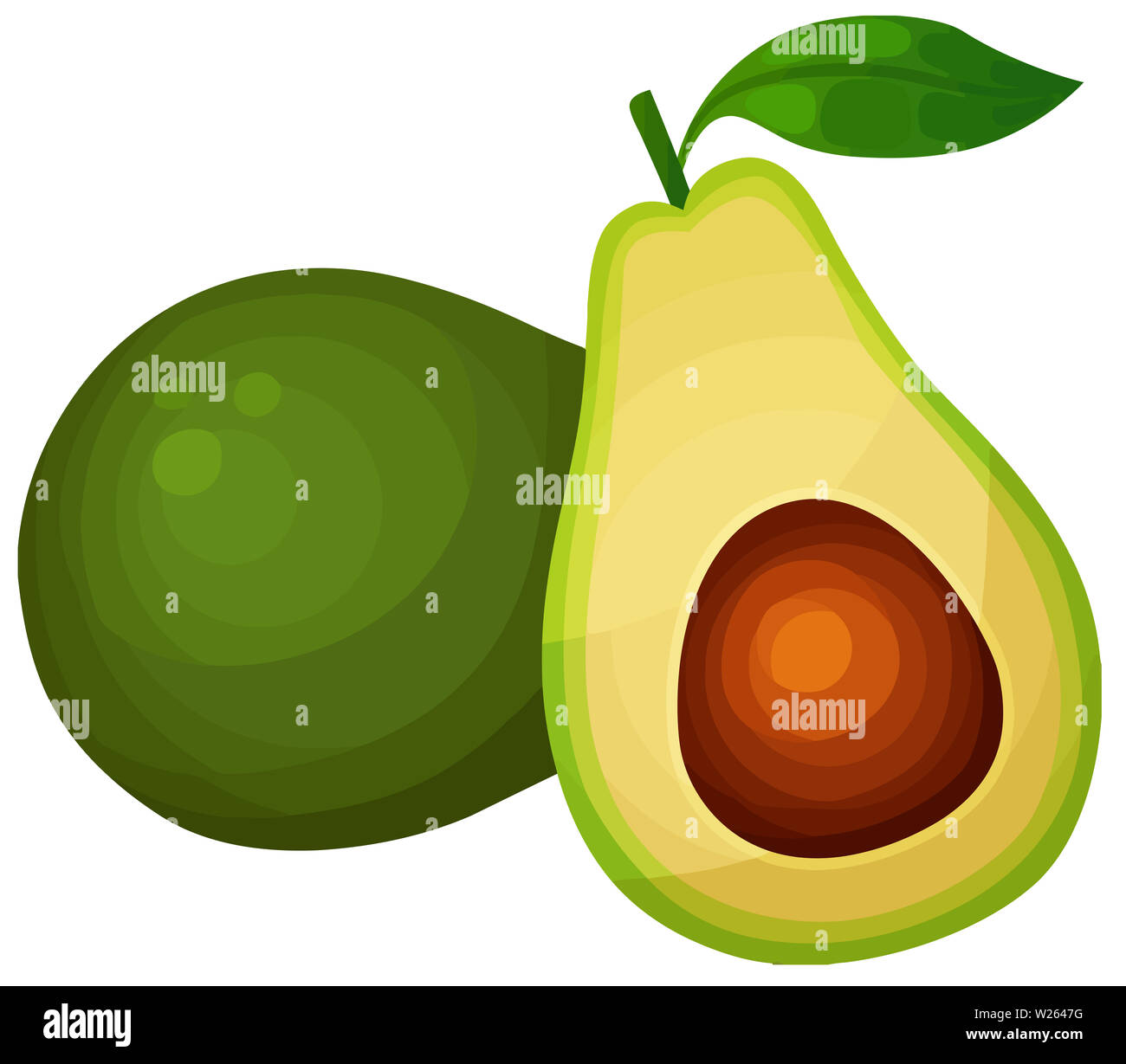 Cut Half Avocado Isolated Illustration High Resolution Stock Photography And Images Alamy