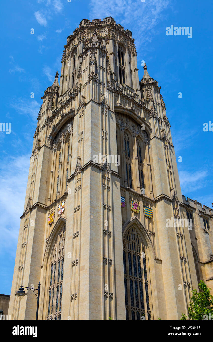 Bristol, UK - June 29th 2019: The tower of the Wills Memorial Building in the city of Bristol in the UK. The building was designed by Sir George Oatle Stock Photo