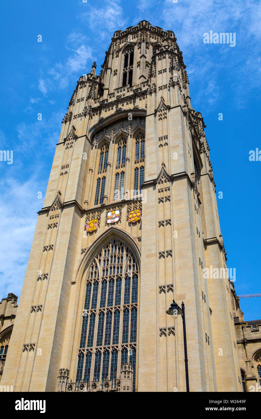 Bristol, UK - June 29th 2019: The tower of the Wills Memorial Building in the city of Bristol in the UK. The building was designed by Sir George Oatle Stock Photo