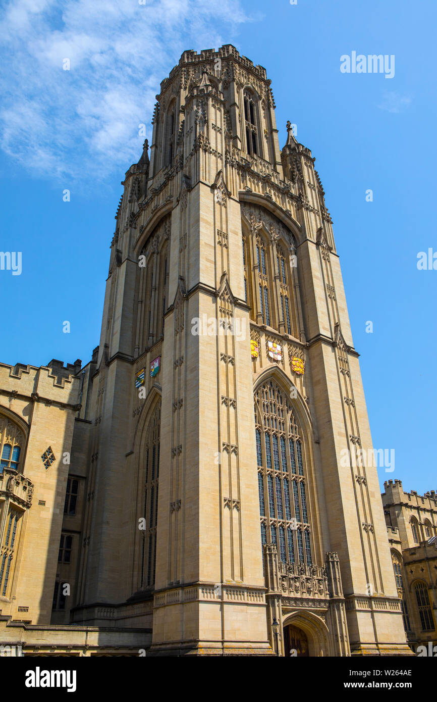 Bristol, UK - June 29th 2019: The tower of the Wills Memorial Building in the city of Bristol in the UK. The building was designed by Sir George Oatle Stock Photo