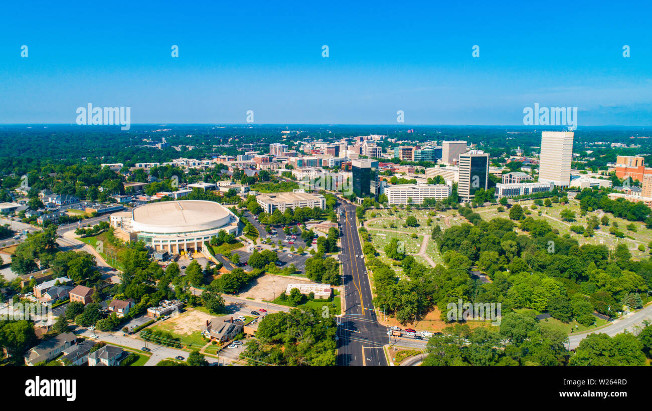 Downtown Greenville South Carolina Skyline Aerial. Stock Photo