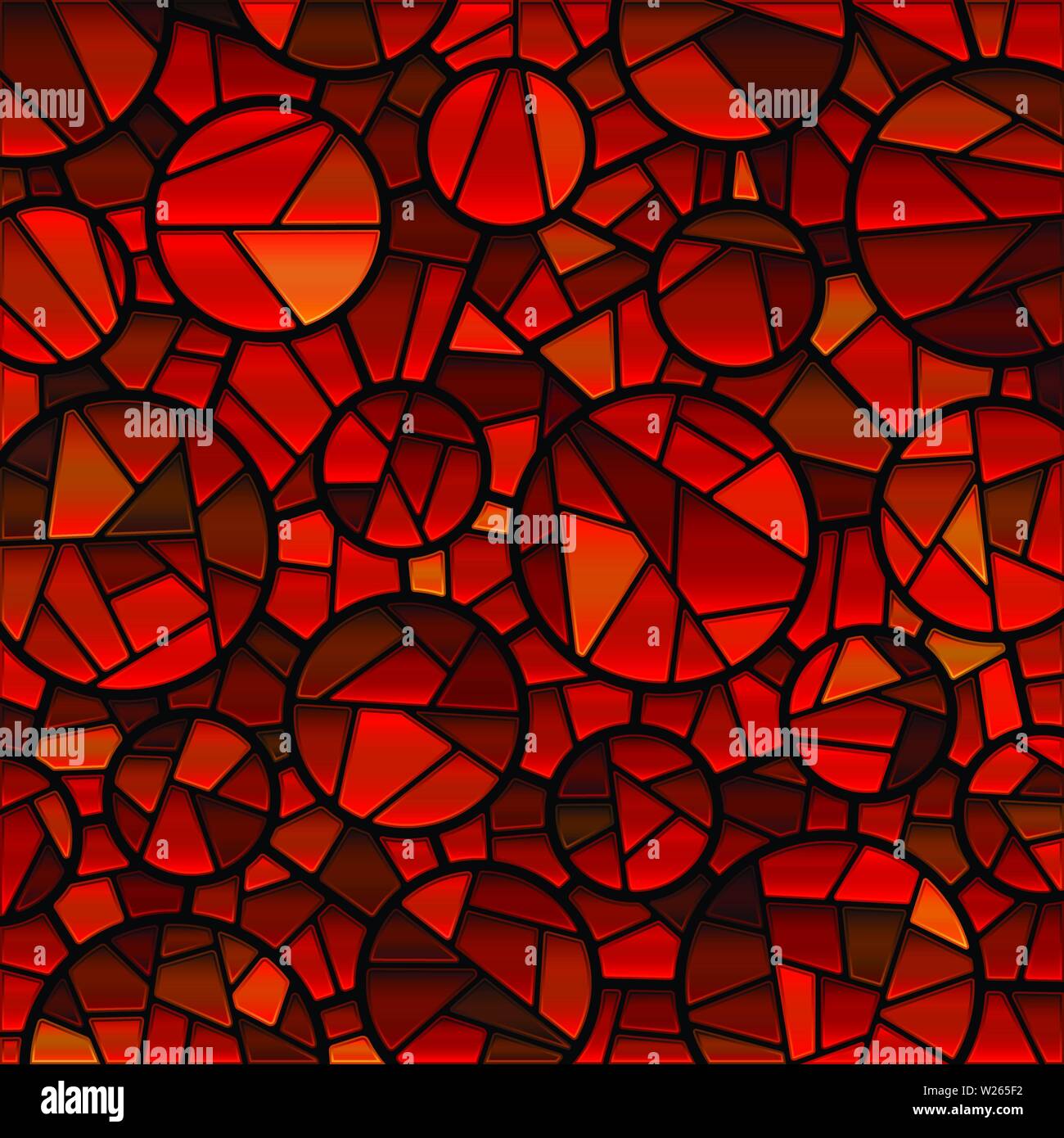 abstract vector stained-glass mosaic background - red circles Stock