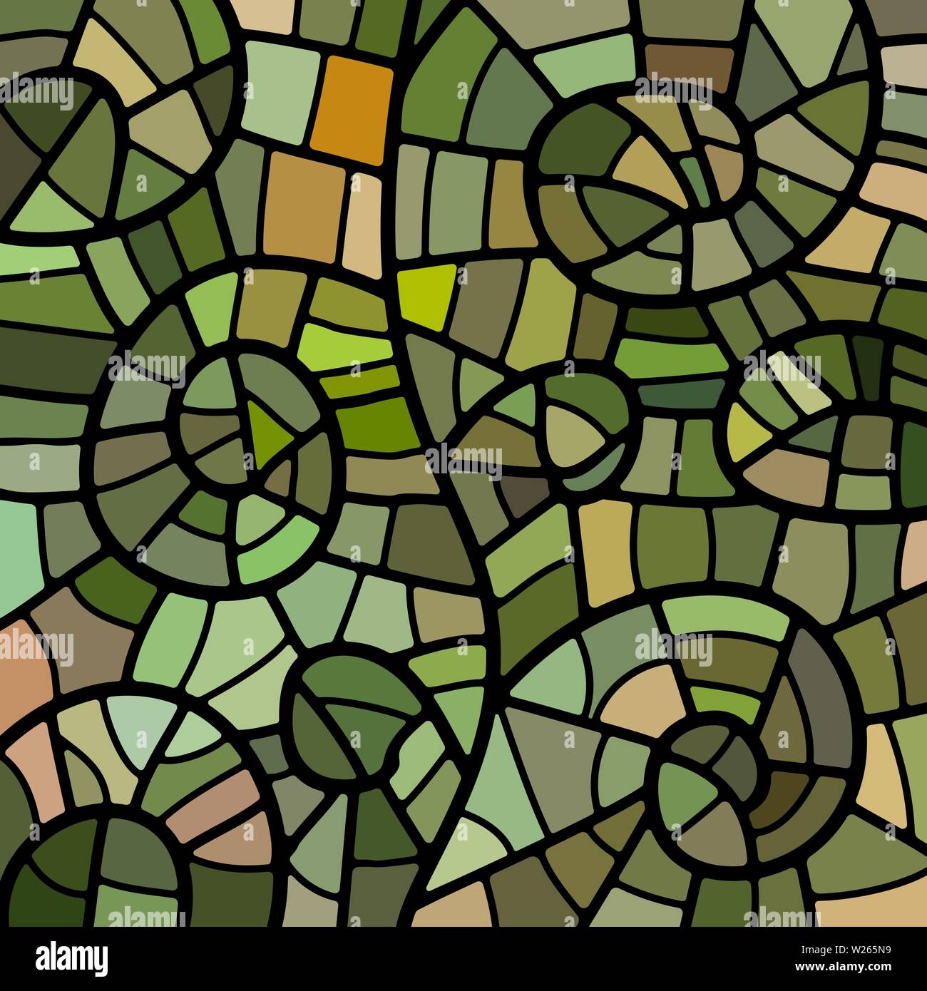 abstract vector stained-glass mosaic background - green and brown Stock ...