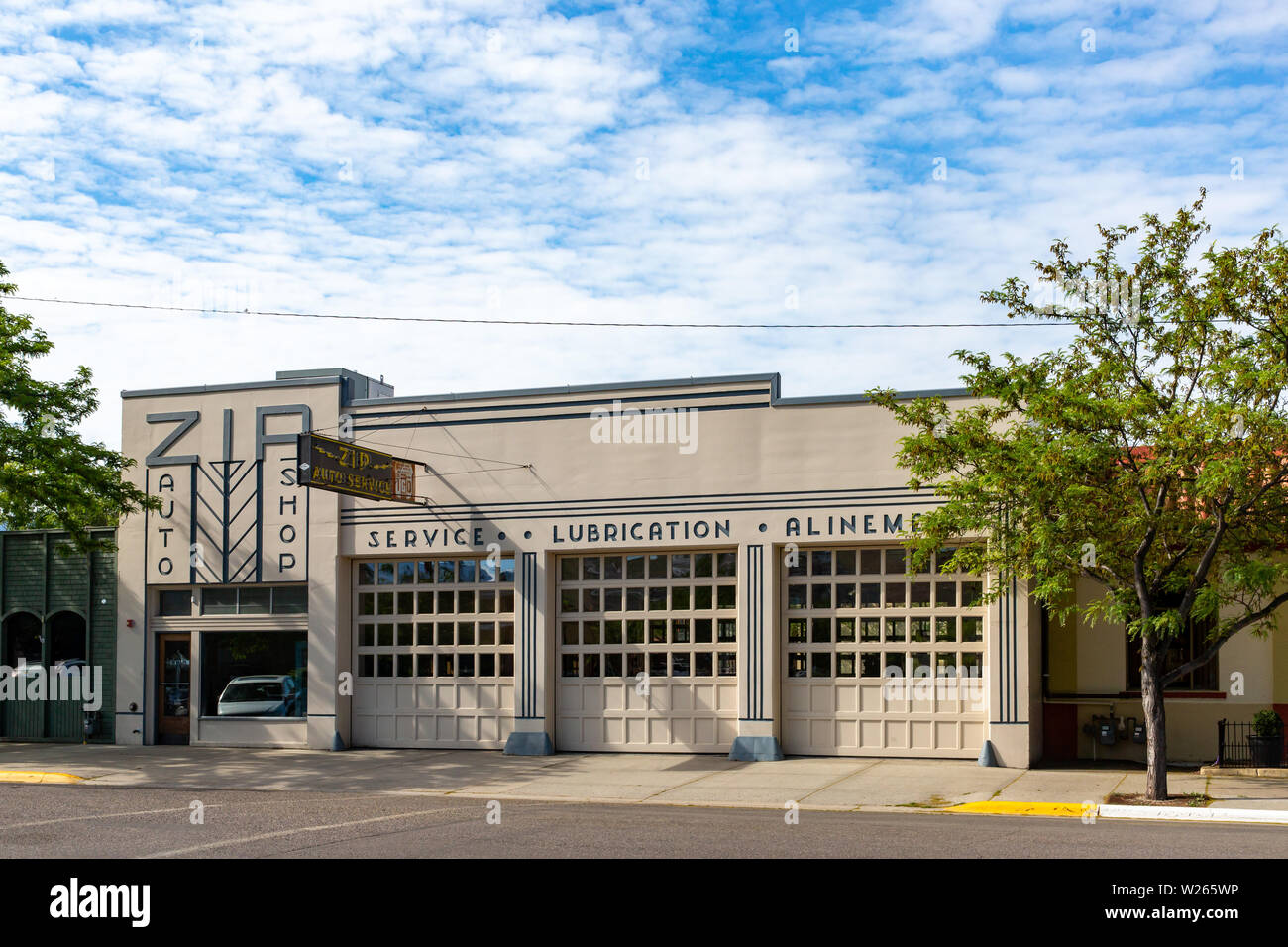 Art Deco auto garage in Missoula Montana Stock Photo - Alamy