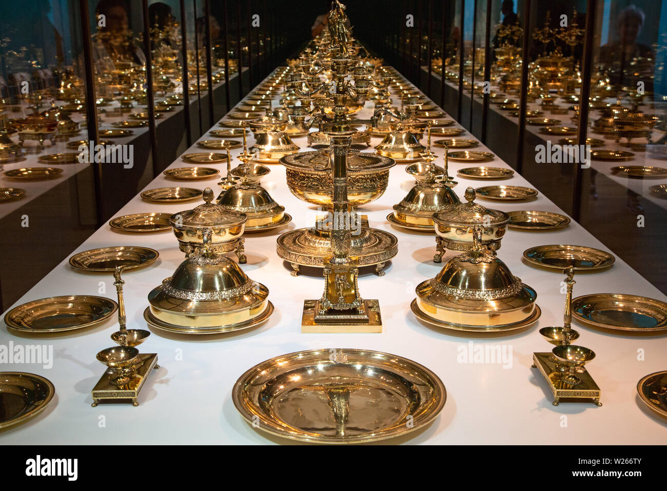 Medieval Kitchenware Medieval kitchenware made of gold and silver Stock Photo - Alamy