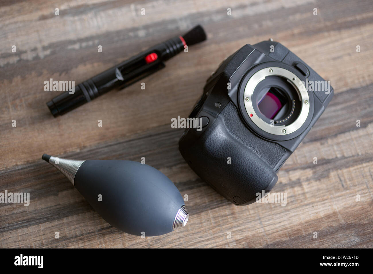 Digital camera sensor cleaning set kit air blower and brush Stock