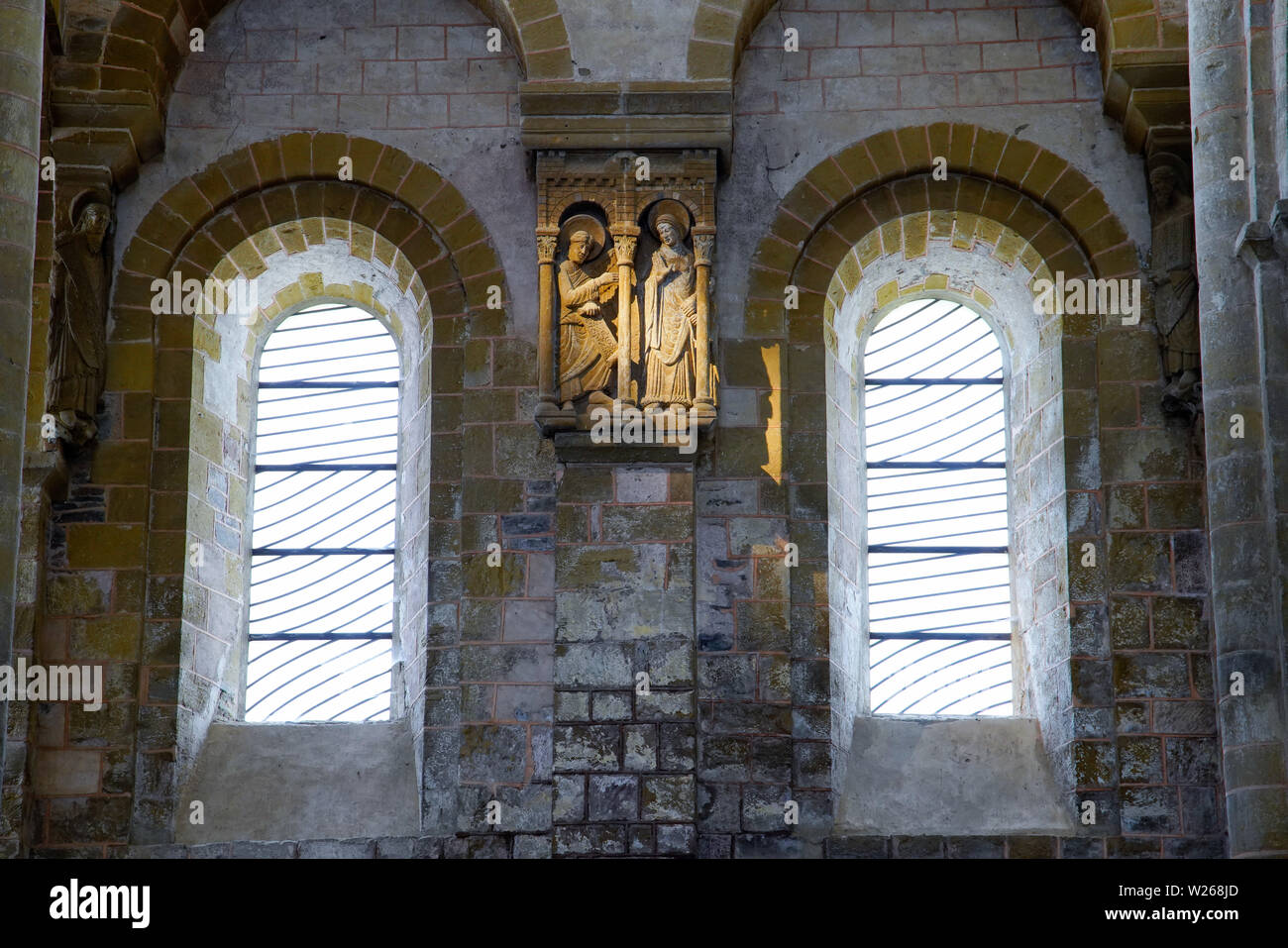Annunciation in abbey-church Sainte-Foy (transept) in Conques, which remains one of the most important centres of art and spirituality in the western Stock Photo