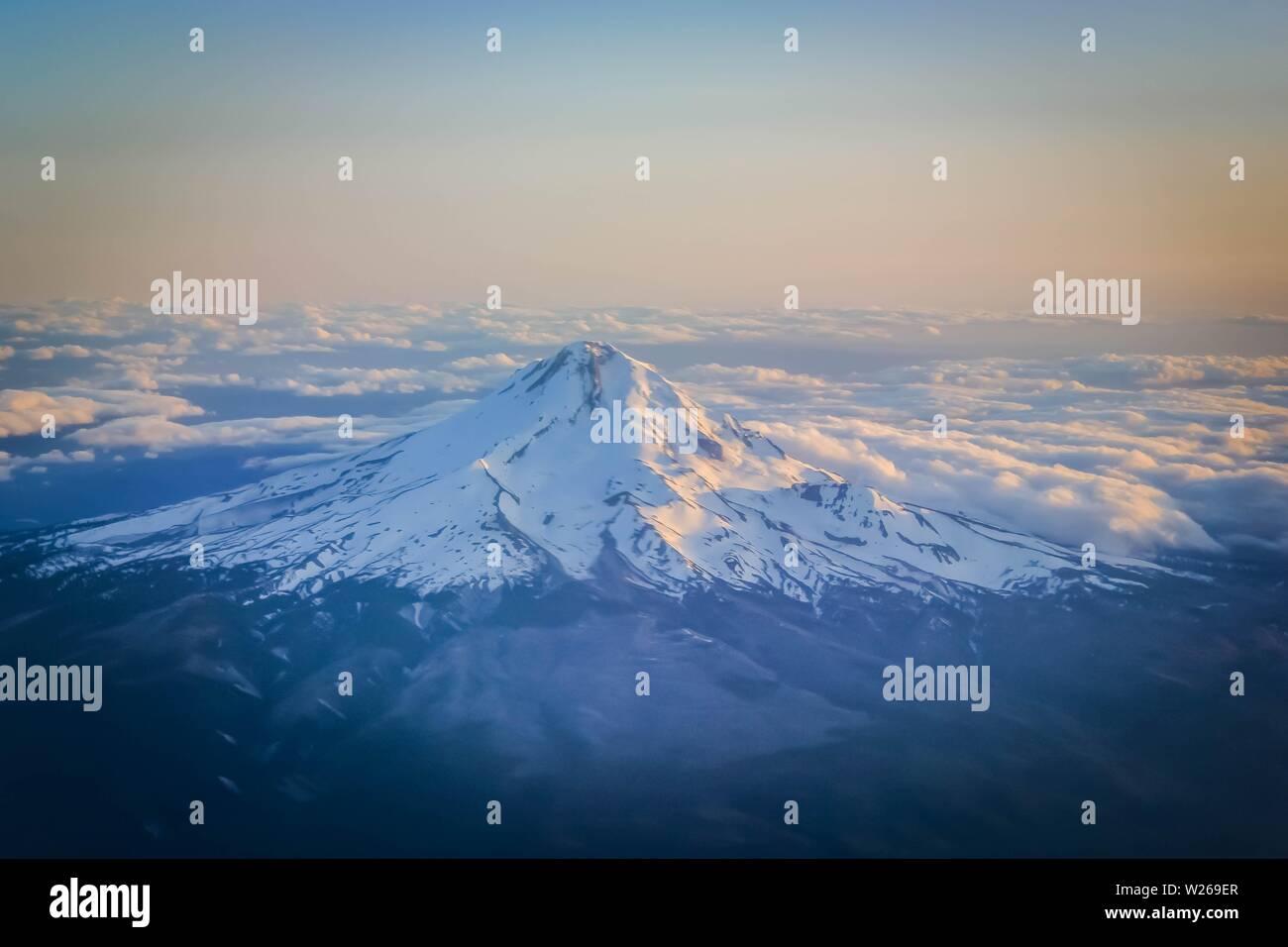 Beautiful aerial shot of Mount Hood, United States Stock Photo - Alamy