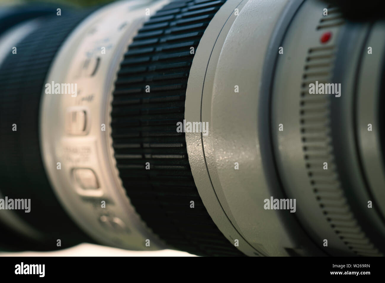 Camera lens on light background Stock Photo