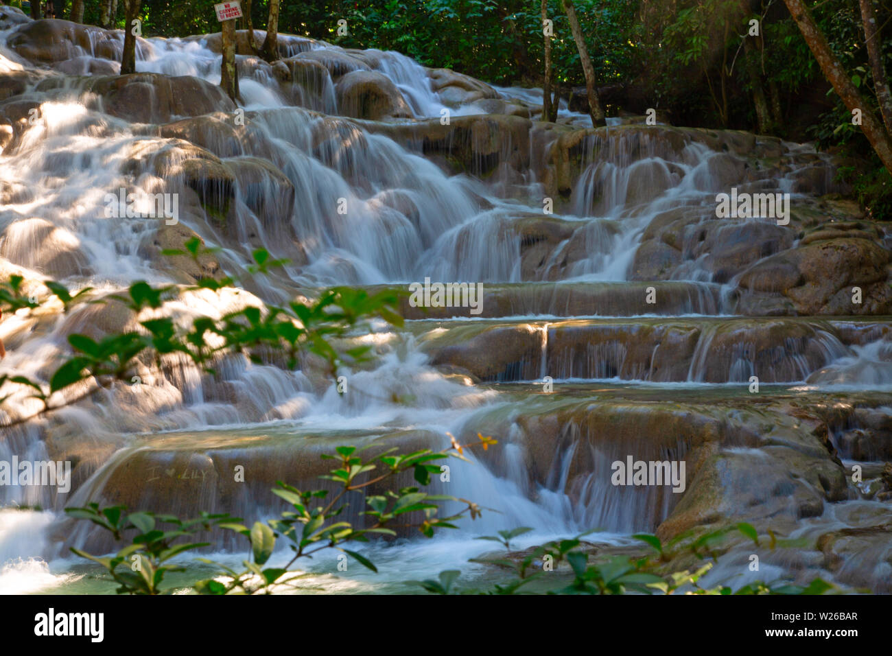 Famous Dunn's river falls on Jamaica Stock Photo