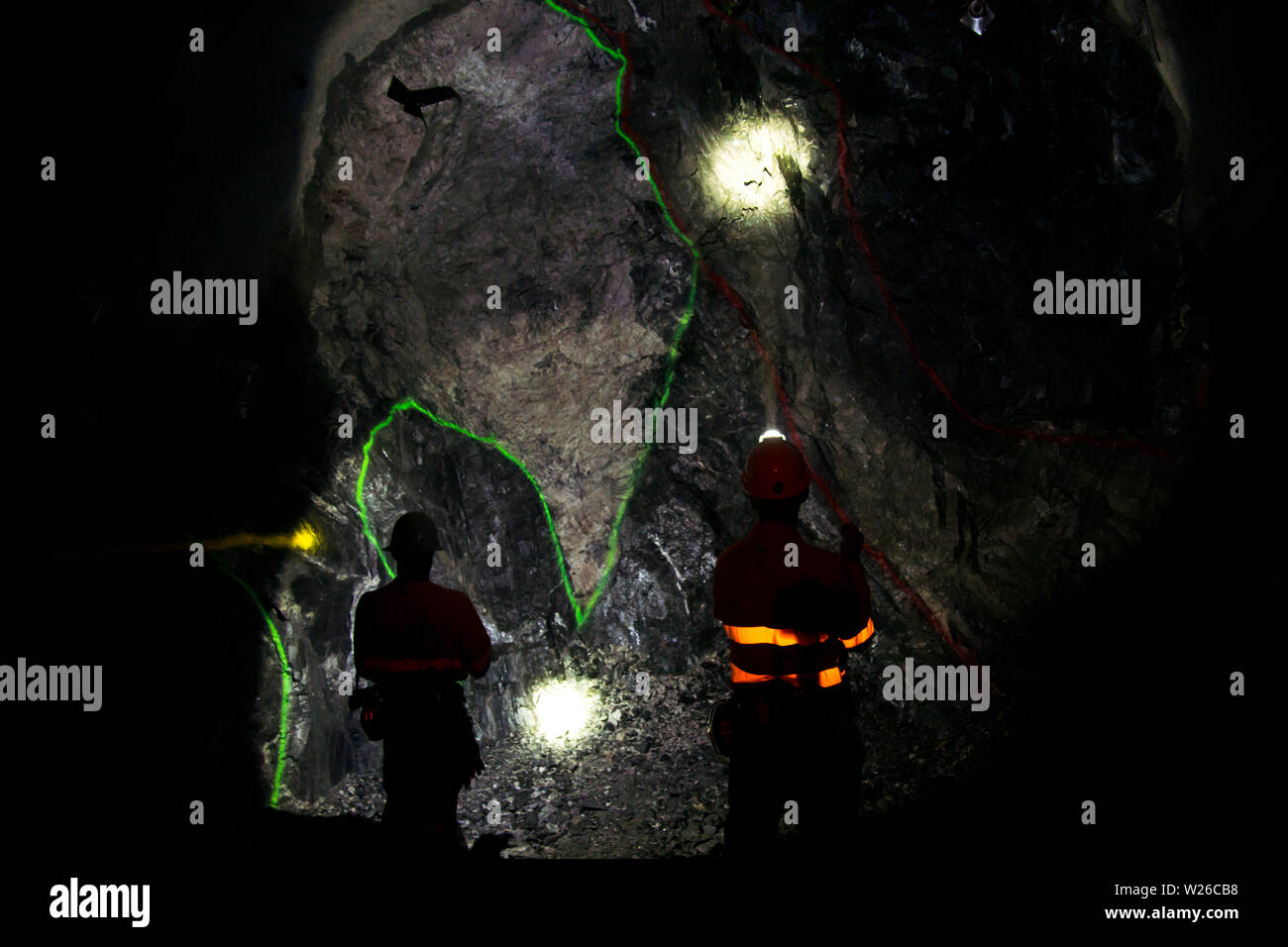 Underground Geologist in Mining Tunnel Stock Photo Alamy
