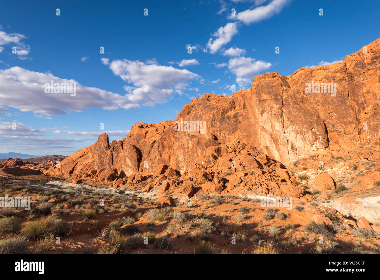 Gibraltar Rock at the Valley of Fire State Park, Nevada, USA. Stock Photo
