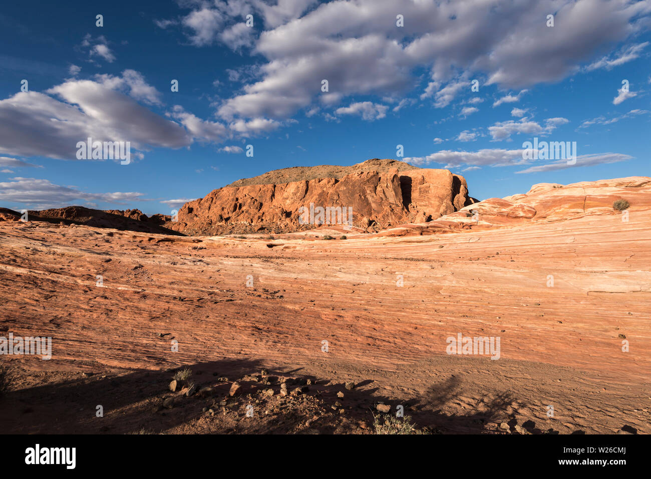 Gibraltar Rock at the Valley of Fire State Park, Nevada, USA. Stock Photo