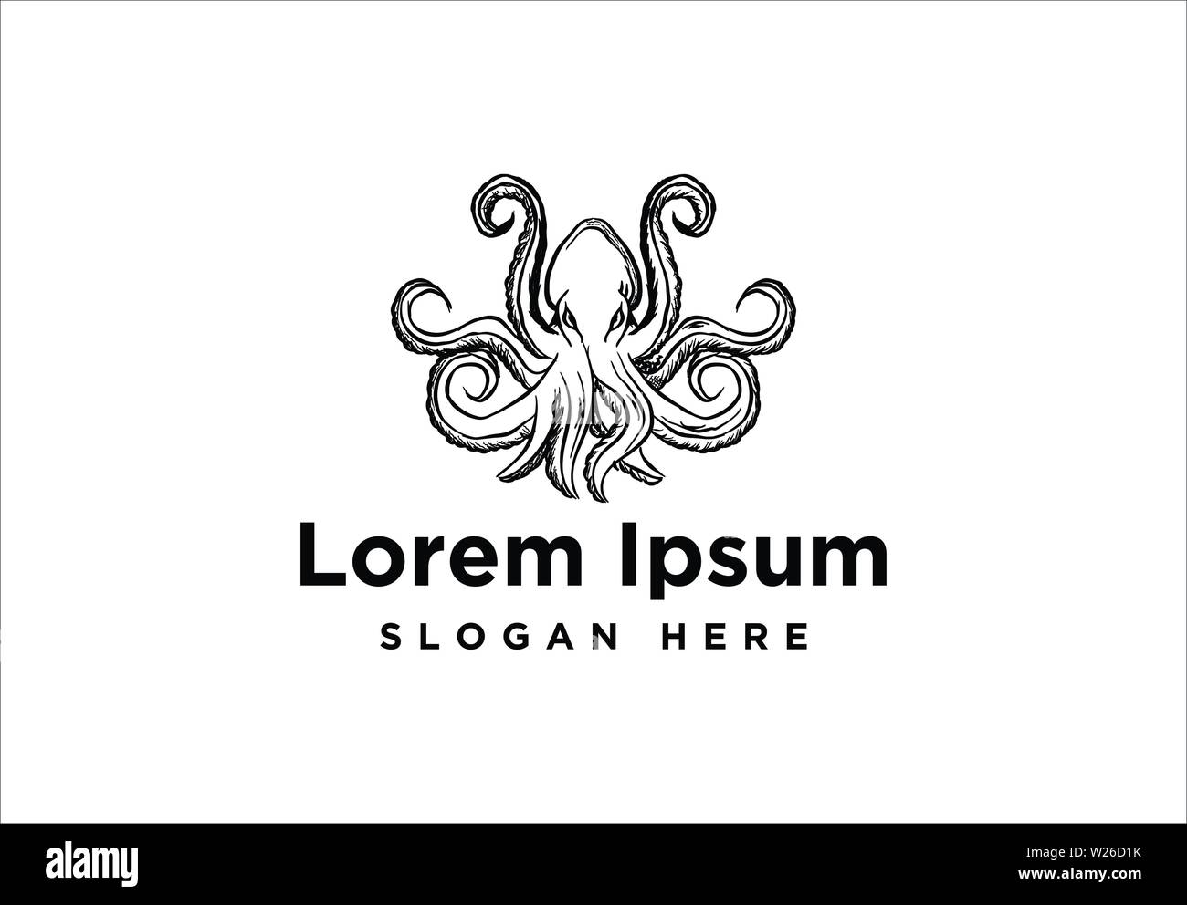 hand drawn octopus Logo Inspiration isolated on white background Stock ...