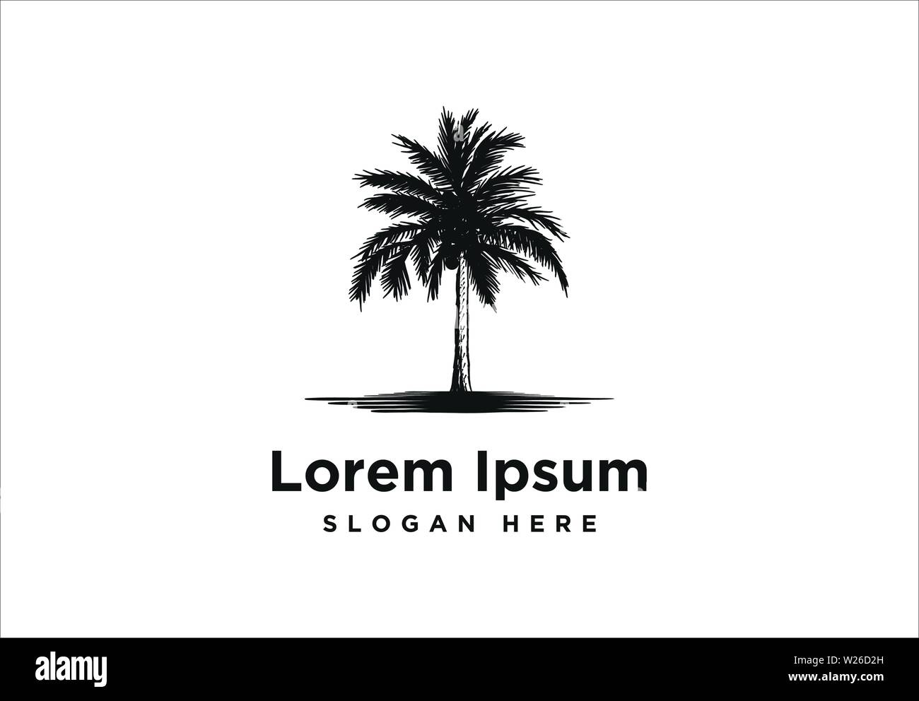 Hand drawn palm trees on island Logo Inspiration isolated on white background Stock Vector