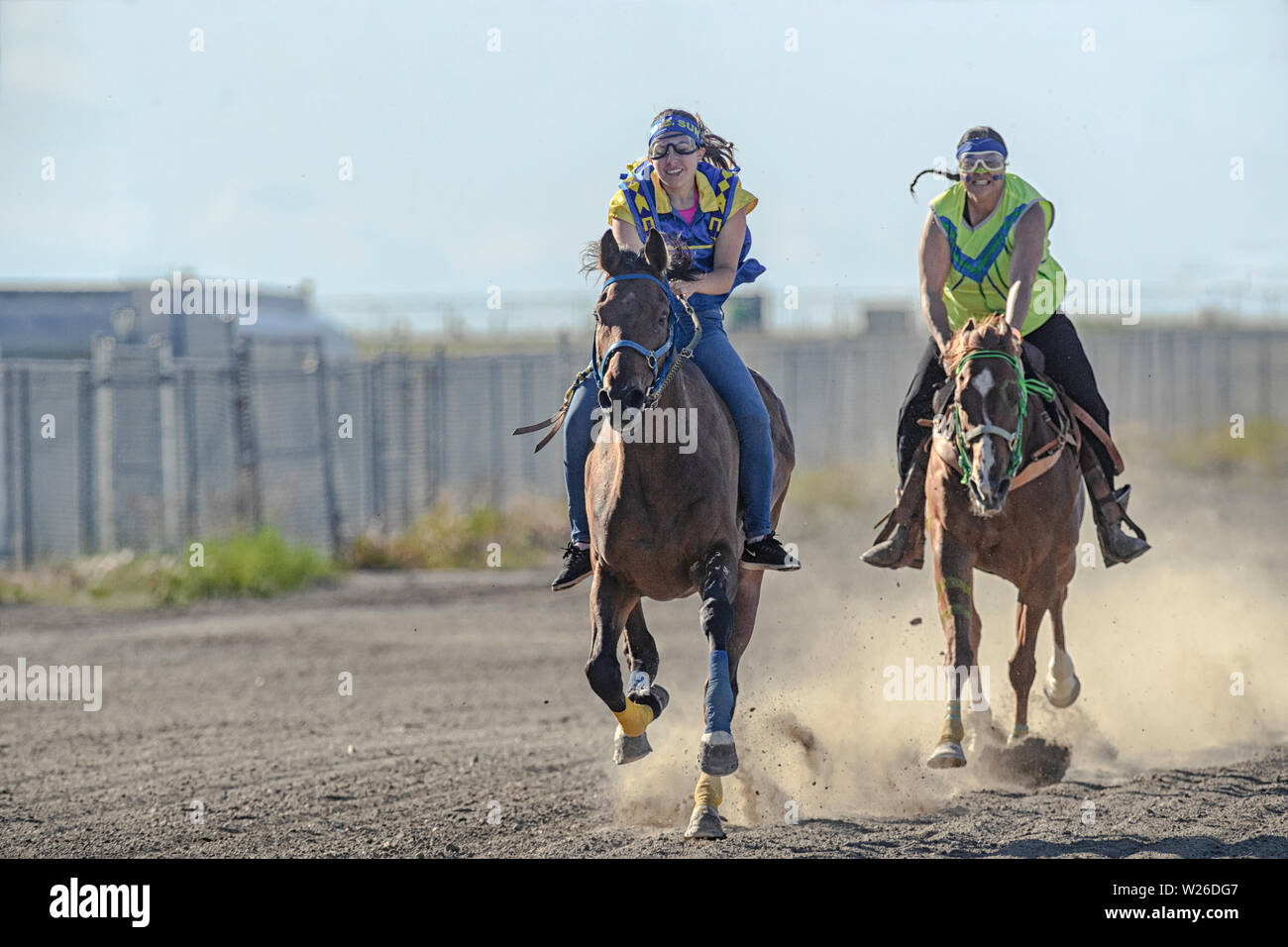 Lady Warrior Race at the Blackfoot First Nations Indian Relay (horse