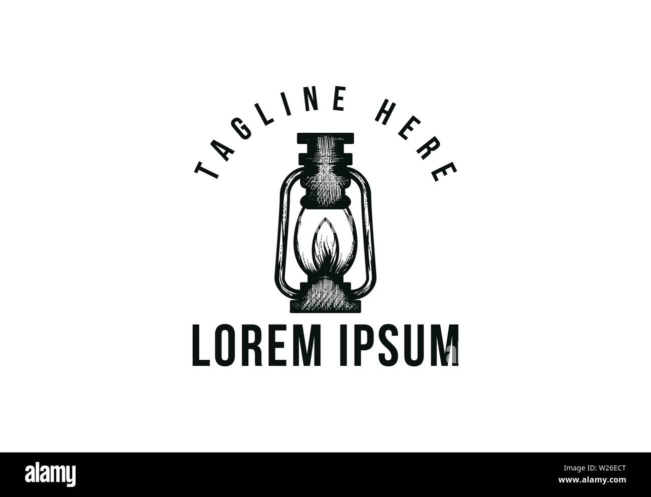 lantern hand drawn, adventure , camping logo Stock Vector