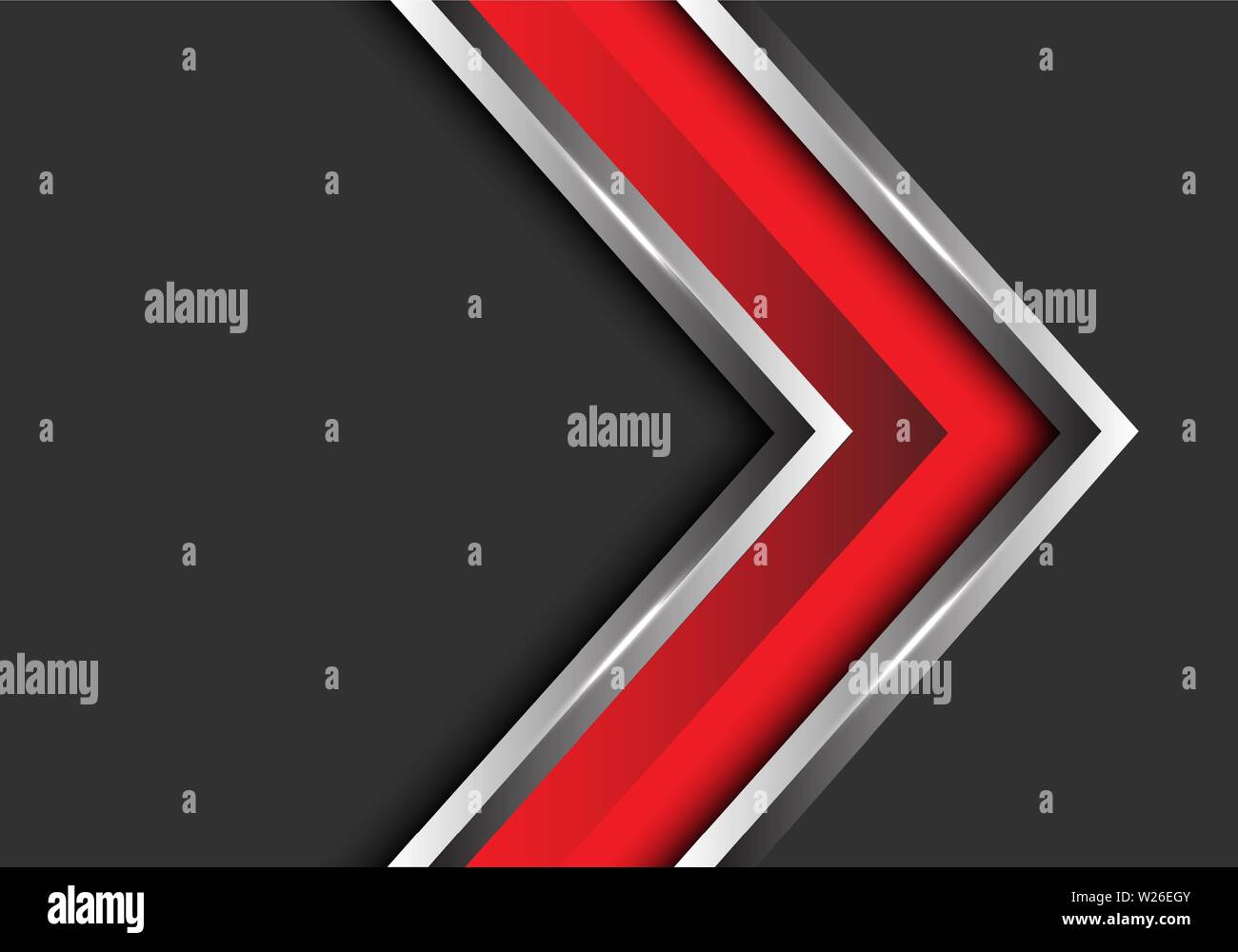 Abstract red silver arrow direction on grey blank space design modern ...