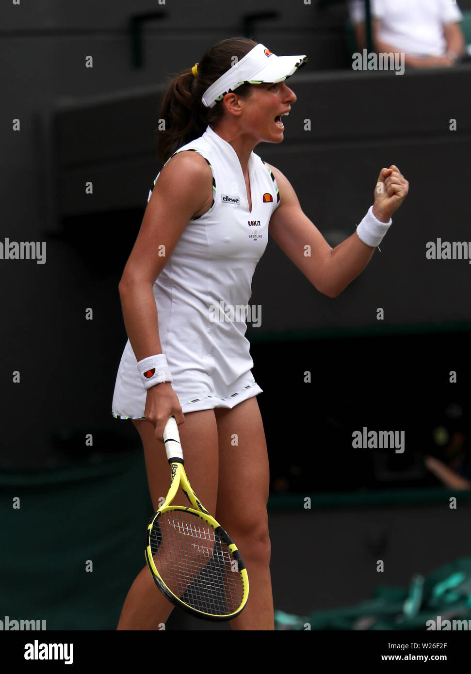 Wimbledon, 6 July 2019 - Johanna Konta of Great Britain celebrates a point during her victory over American Sloane Stephens in the third round match  at Wimbledon. Credit: Adam Stoltman/Alamy Live News Stock Photo