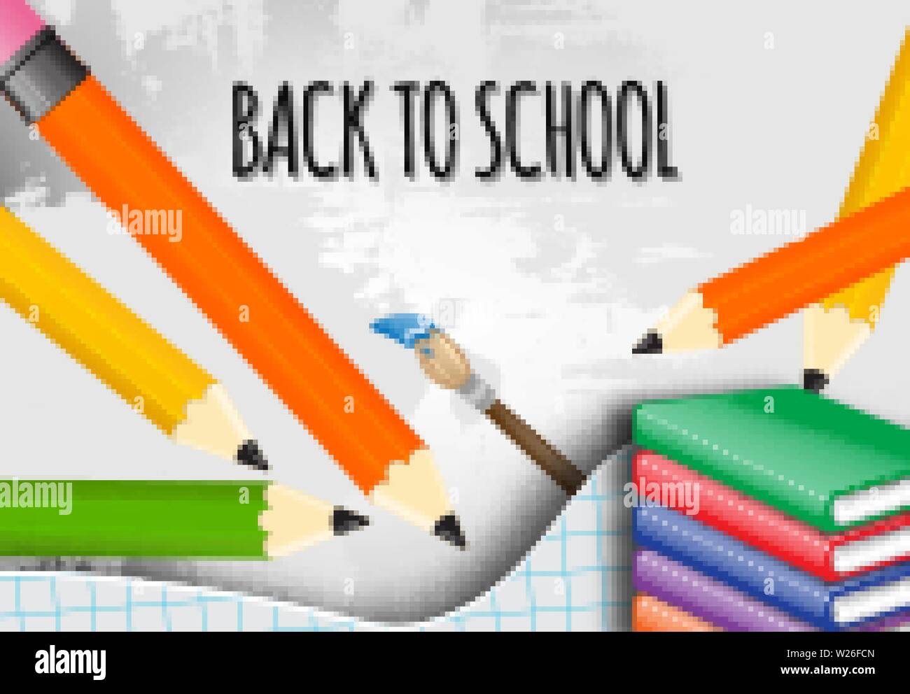 Back to school with school items and elements. vector banner design. Stock Vector