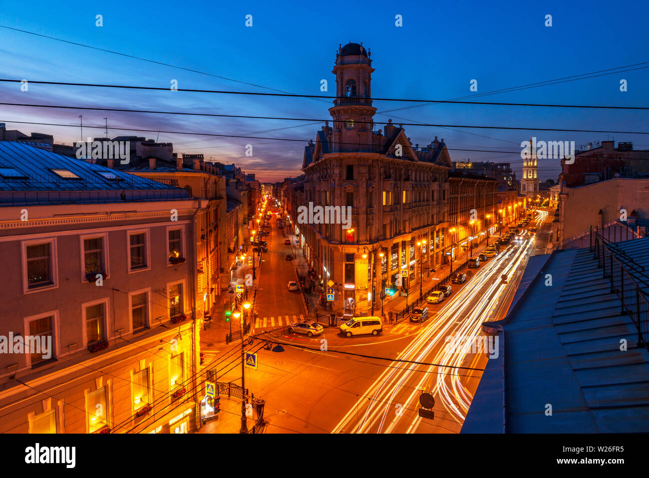 Cityscape in Saint Petersburg, Russia. View of the tower on the "Five