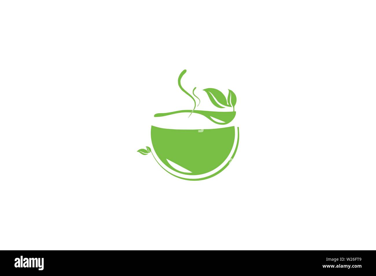 Bowl Spoon Eco Healthy Food Logo Designs Inspiration Isolated