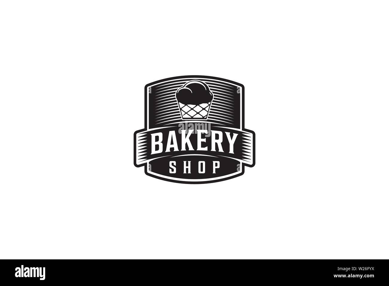Cupcake label, Vintage bakery logo Stock Vector