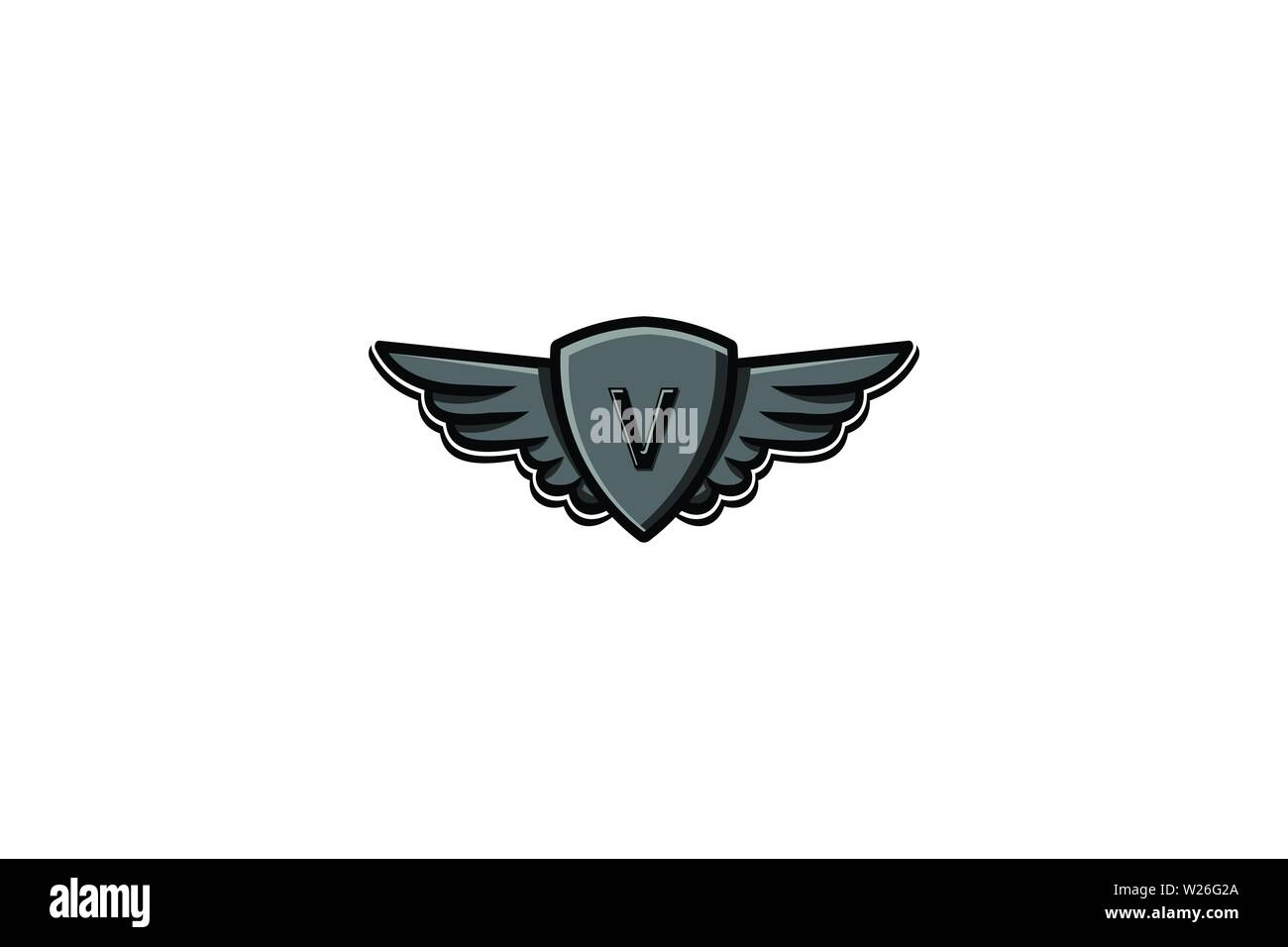 Letter V Initial Logo, wing and badge shield Vector Illustration Stock ...