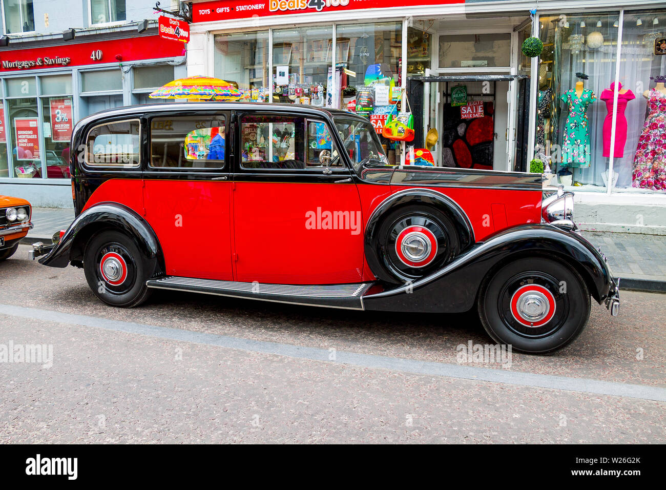 1938 Red Rolls Royce Wraith classic car. Stock Photo