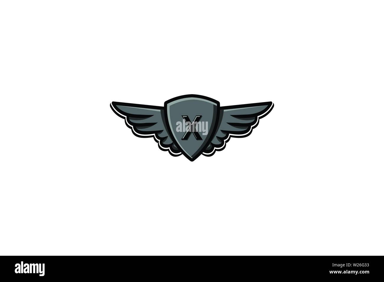 Letter X Initial Logo, wing and badge shield Vector Illustration Stock ...