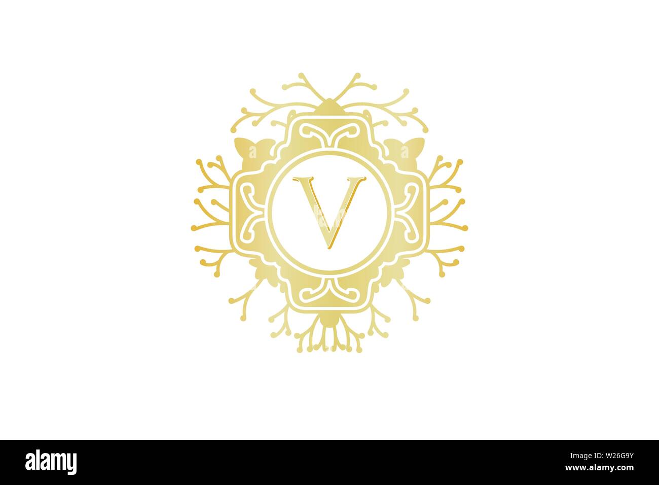 Letter V Initial Logo For Wedding, Boutique, Luxury Element, Vector Illustration Stock Vector