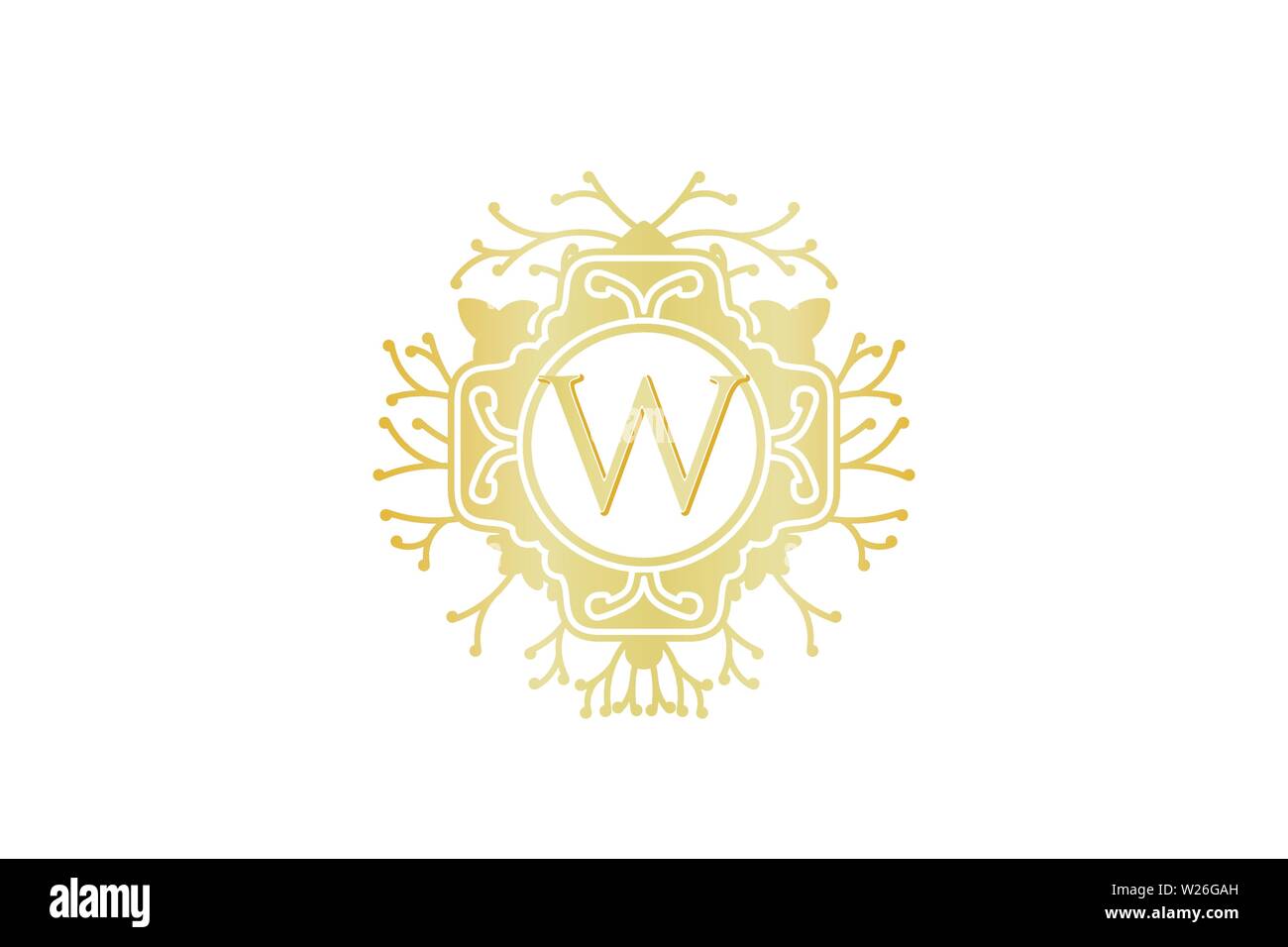 Letter W Initial Logo For Wedding, Boutique, Luxury Element, Vector Illustration Stock Vector