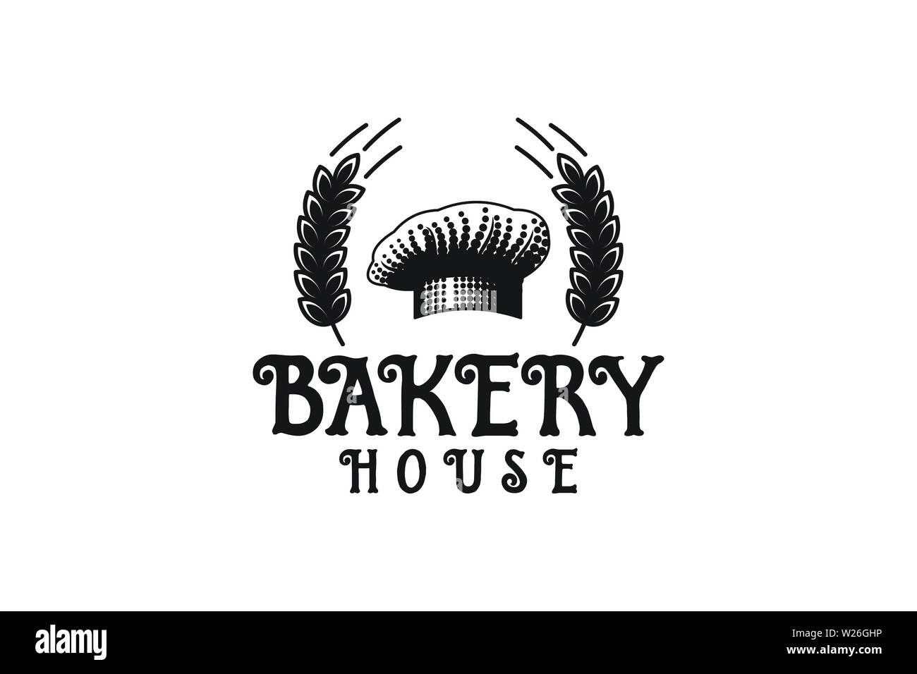 Wheat Grain, Chef Hat, Vintage Bakery Logo Stock Vector