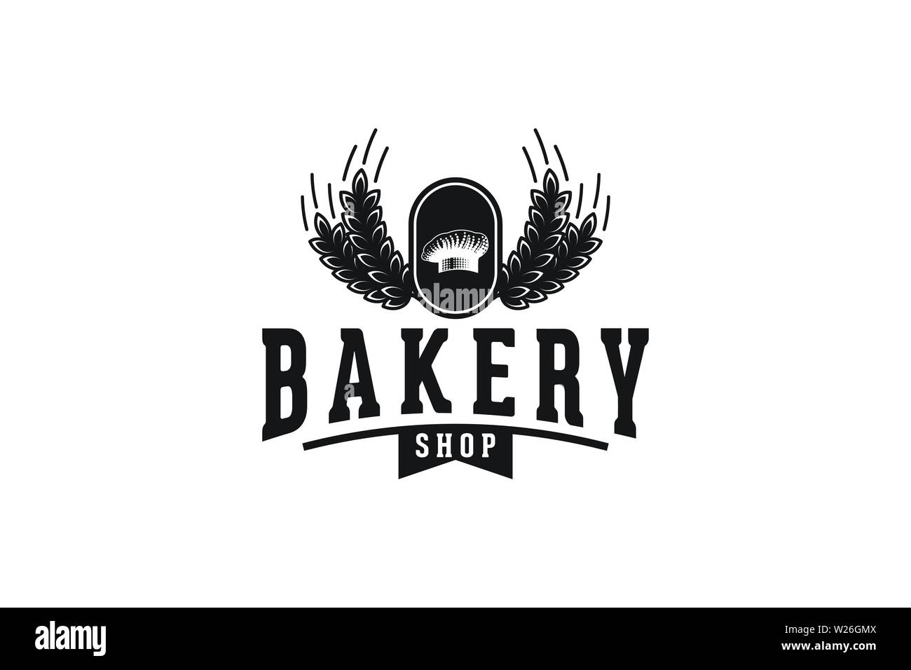 Wheat Grain, Chef Hat, Vintage Bakery Logo Stock Vector