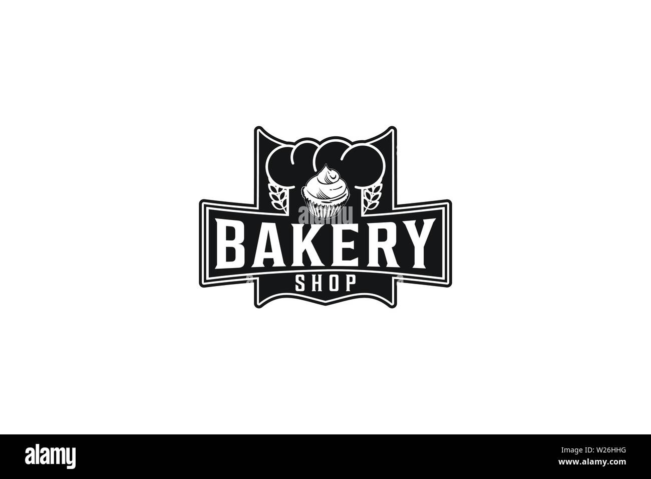 Chef Hat, cupcake, Bakery Logo Stock Vector