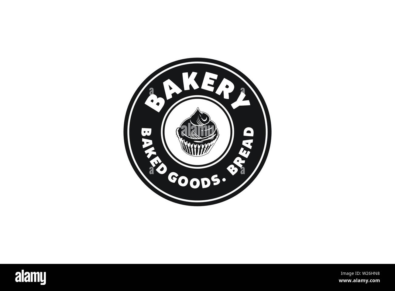 Rounded Label, Cupcake, Bakery logo Stock Vector