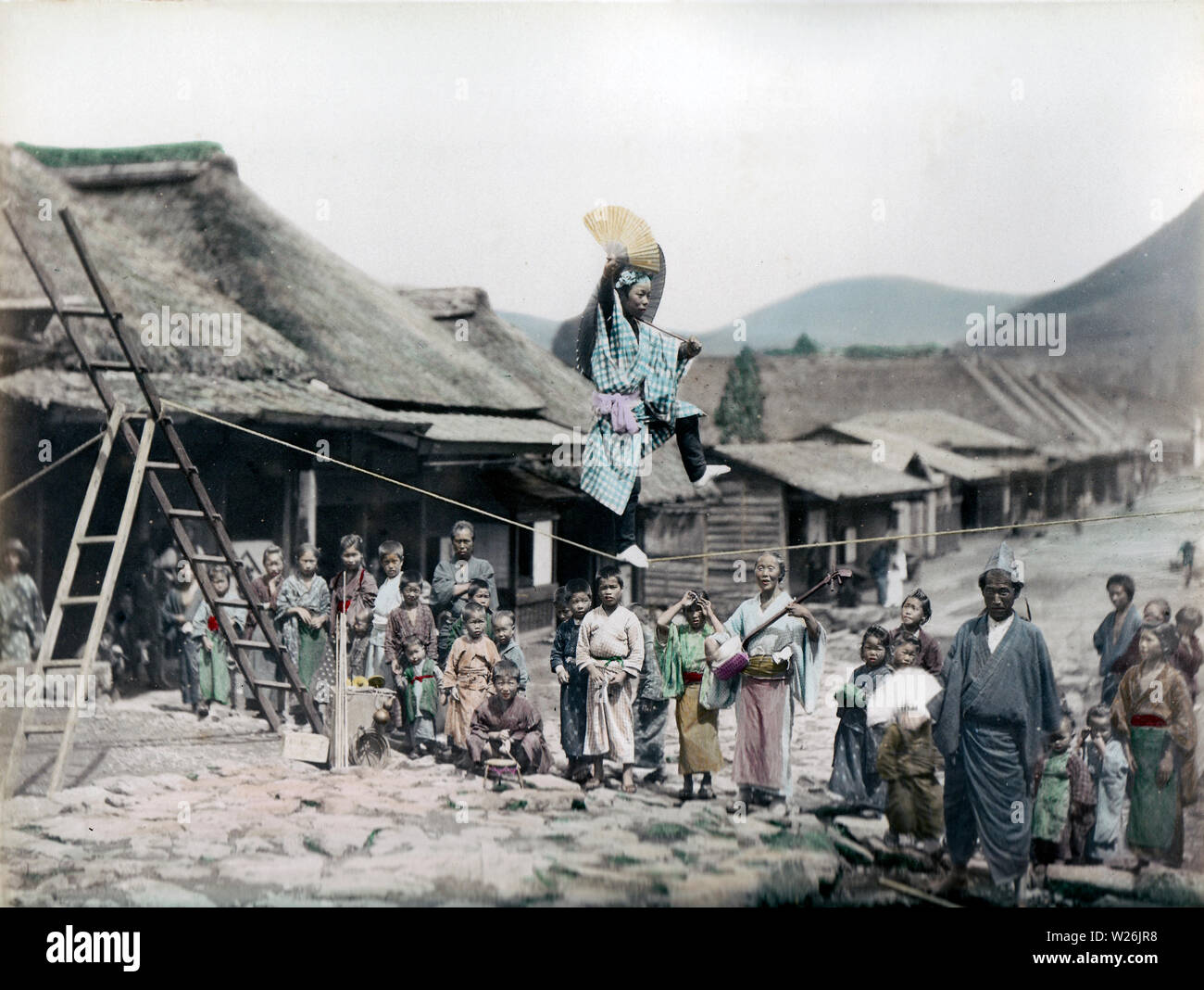 [ 1890s Japan - Japanese Street Performer ] — Street performers on a ...