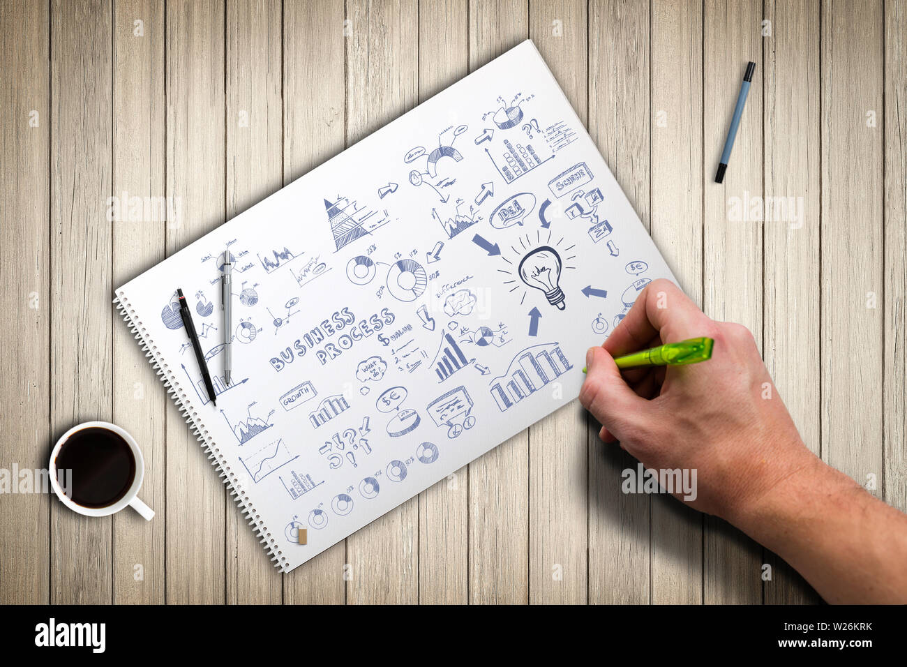 drawing of a complex idea process Stock Photo