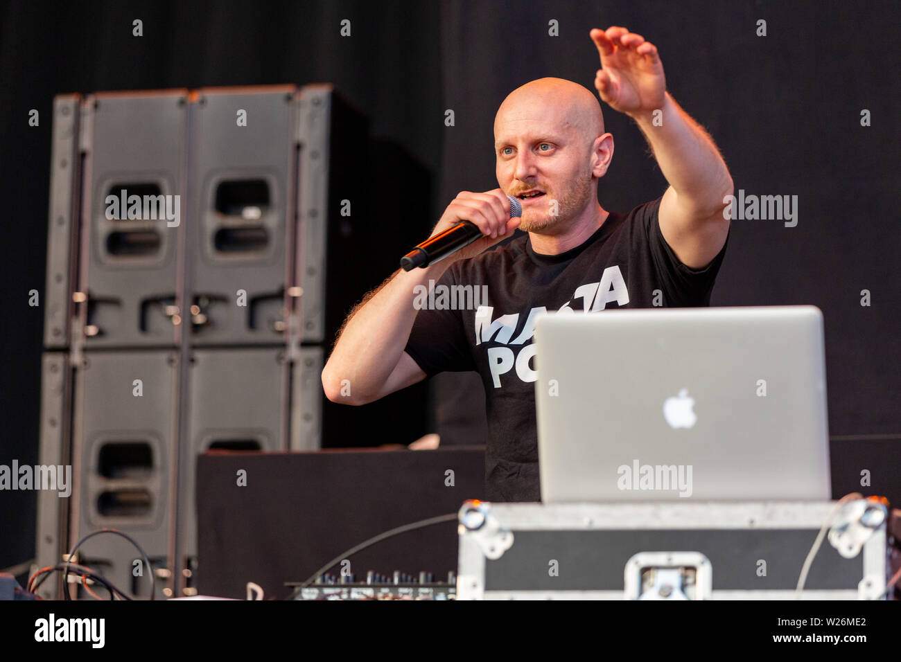 July 5, 2019 - Milwaukee, Wisconsin, U.S - DJ and producer MARCO POLO (MARCO  BRUNO) during the Summerfest Music Festival in Milwaukee, Wisconsin (Credit  Image: © Daniel DeSlover/ZUMA Wire Stock Photo - Alamy