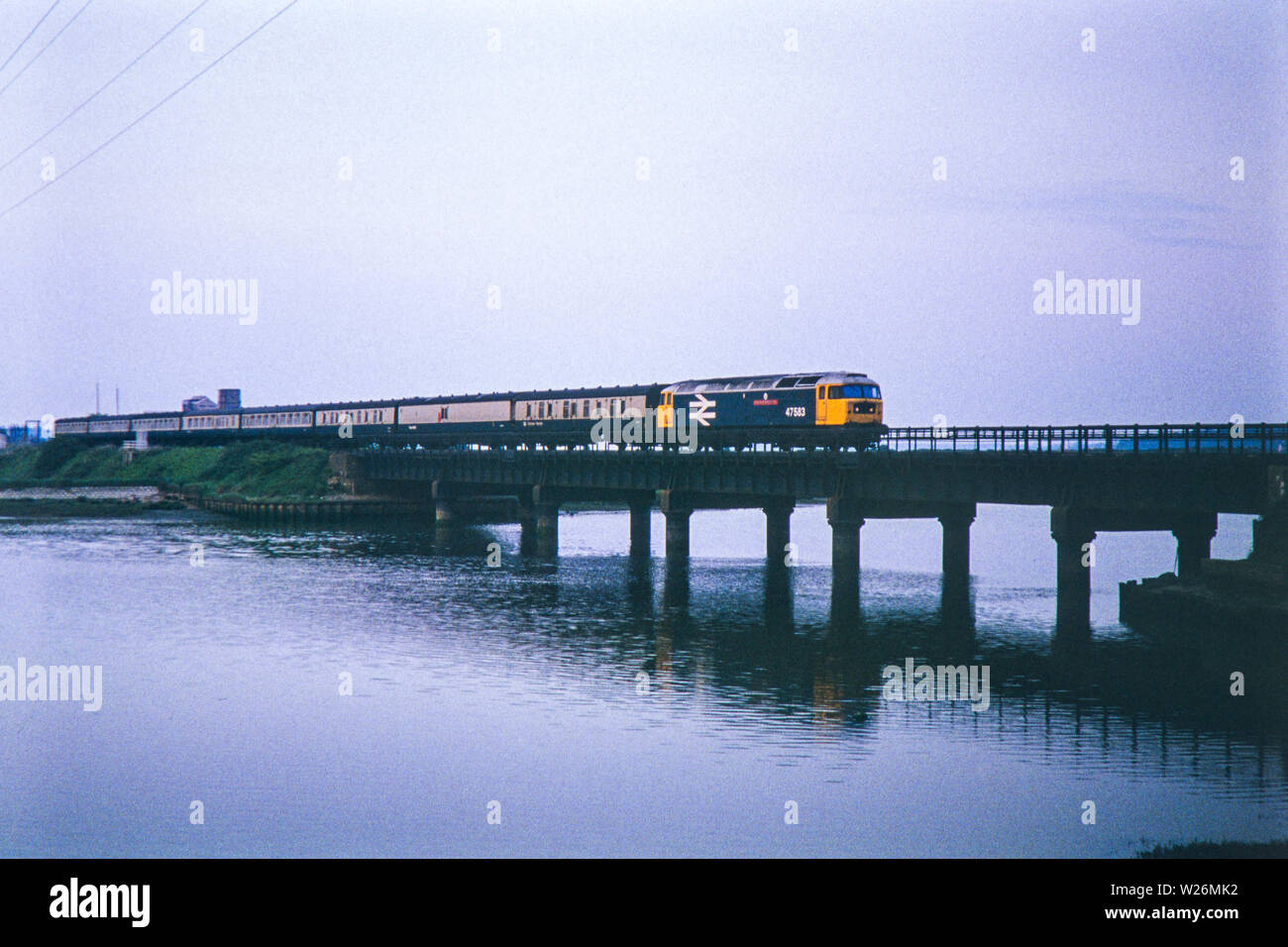 British Rail Class 47 'County of Hertfordshire' 47583 at Manningtree, Essex. Image taken on 18th May 1982 The train was scrapped in May 2008 Stock Photo