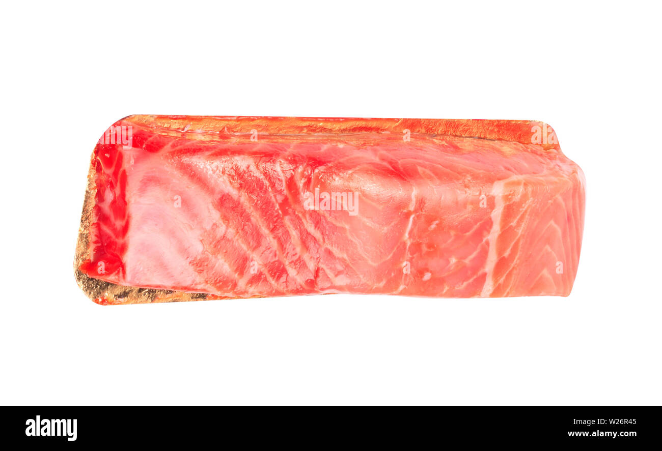 piece of red fish fillet isolated on white Stock Photo - Alamy