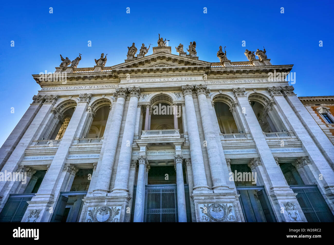 Facade Front Entrance Statues Saint John Lateran Papal Cathedral Church ...