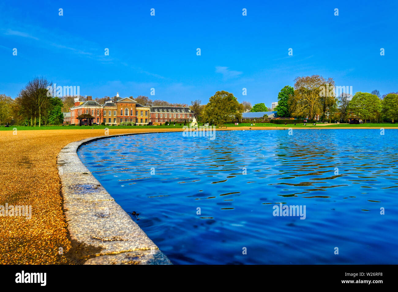 London, United Kingdom - April 17, 2019 : Kensington Palace gardens on a spring morning located in Central London, UK. Stock Photo