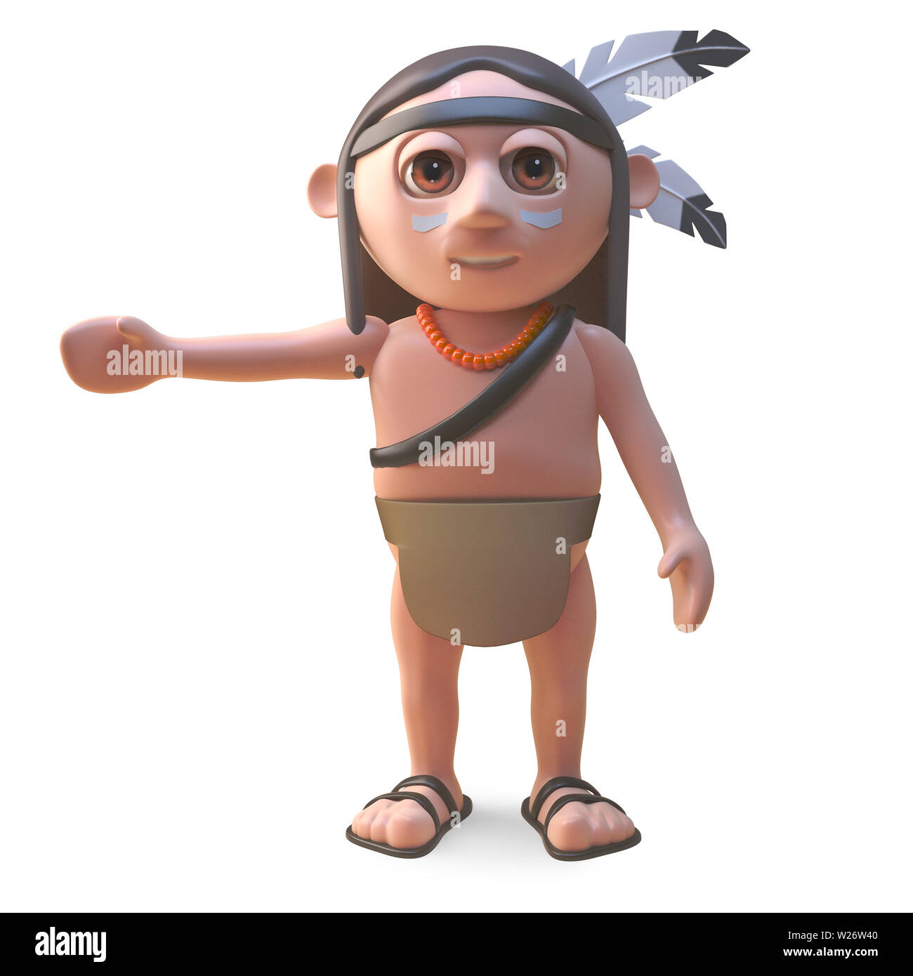 Funny Native American Indian gestures to the right, 3d illustration render  Stock Photo - Alamy